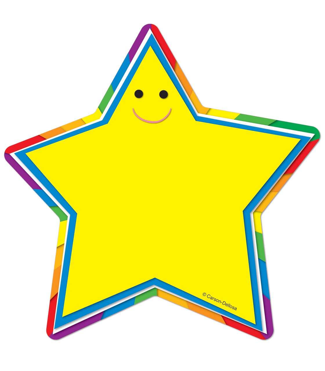 Carson Dellosa 36-Piece Rainbow Star Cutouts, Smiley Face Bulletin Board Decorations for Name Tags, Cubbies, Locker Decorations, Posterboard, and Classroom Decor